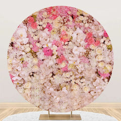 Lofaris White Pink Floral Wall Colors Round Wedding Backdrop
