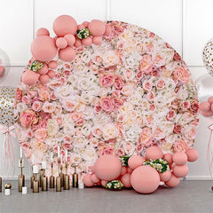 Lofaris White Pink Floral Wall Holy Round Wedding Backdrop