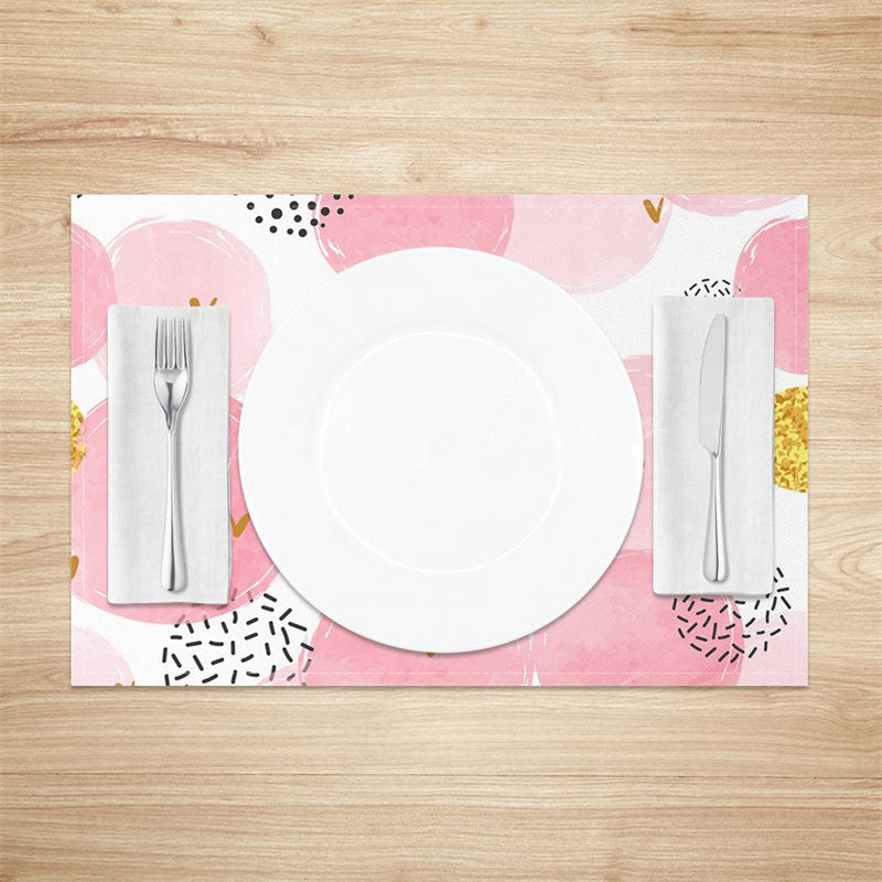 Lofaris White Pink Gold Patterns Modern Set Of 4 Placemats