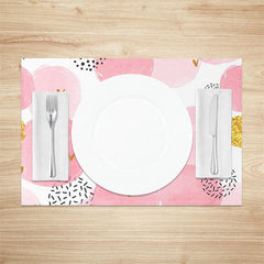 Lofaris White Pink Gold Patterns Modern Set Of 4 Placemats