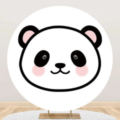 Lofaris White Pink Panda Simple Round Baby Shower Backdrop