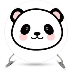 Lofaris White Pink Panda Simple Round Baby Shower Backdrop