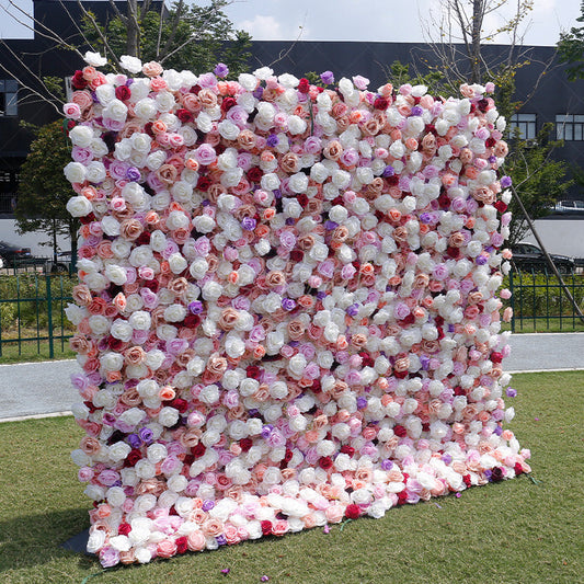 Lofaris White Pink Purple Elegant Flower Wall For Wedding