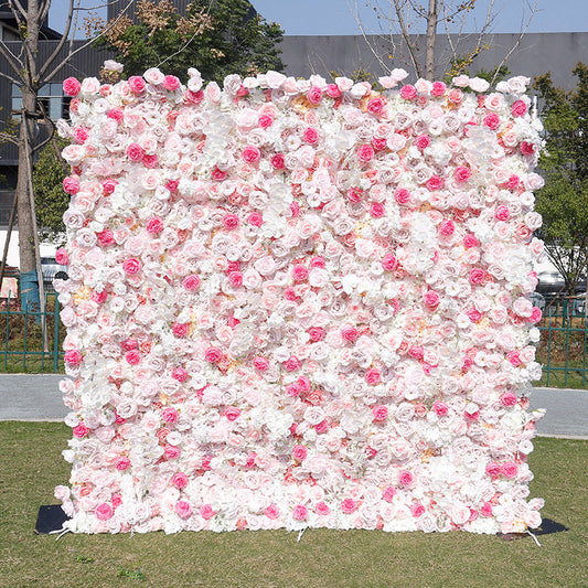 Lofaris White Pink Romantic Artificial Wedding Flower Wall