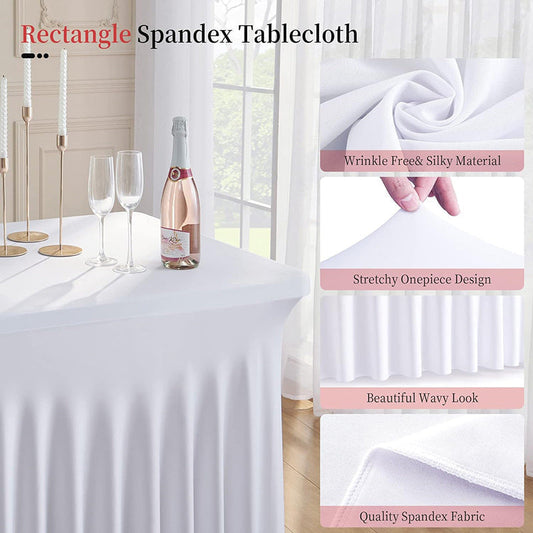 Lofaris White Premium Spandex Rectangle Party Table Skirt