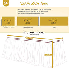 Lofaris White Rectangle Tulle Ruffle Banquet Table Skirt