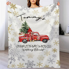 Lofaris White Red Truck Snowflake Custom Christmas Blanket