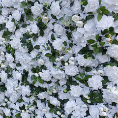 Lofaris White Rose Faux Floral Wall Backdrop For Wedding