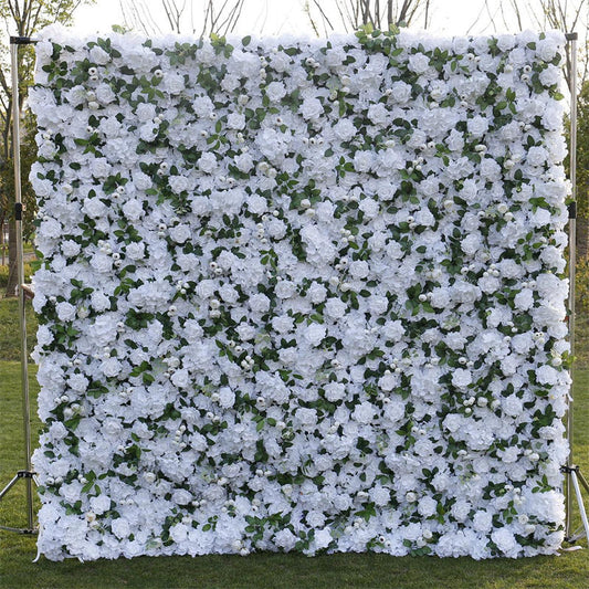 Lofaris White Rose Faux Floral Wall Backdrop For Wedding