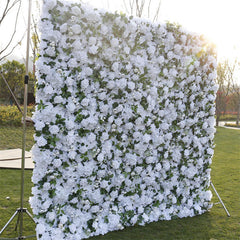 Lofaris White Rose Faux Floral Wall Backdrop For Wedding