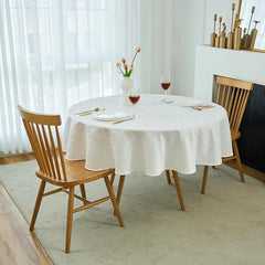 Lofaris White Round Luxury Premium Polyester Table Cover