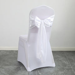 Lofaris White Satin Universal Banquet Chair Sashes Bows