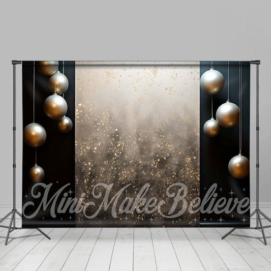 Lofaris White Silver Christmas Bauble Retro Wall Backdrop