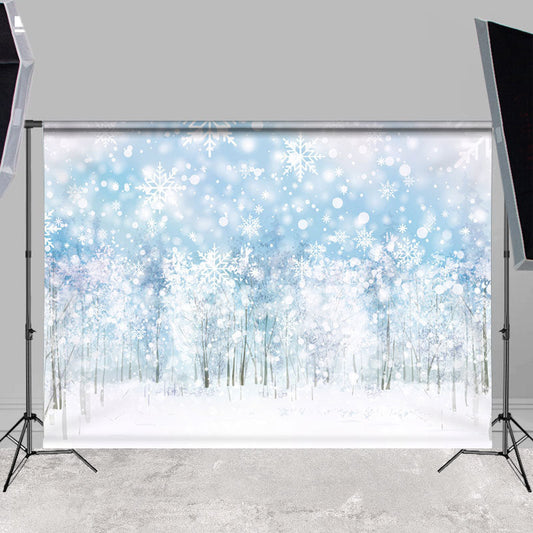 Lofaris White Snowy Forest Winter Scenery Photo Backdrops