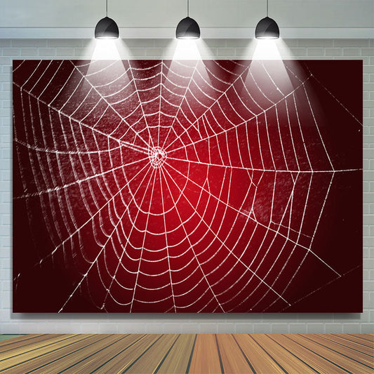 Lofaris White Spider Web Red Spooky Backdrop For Party