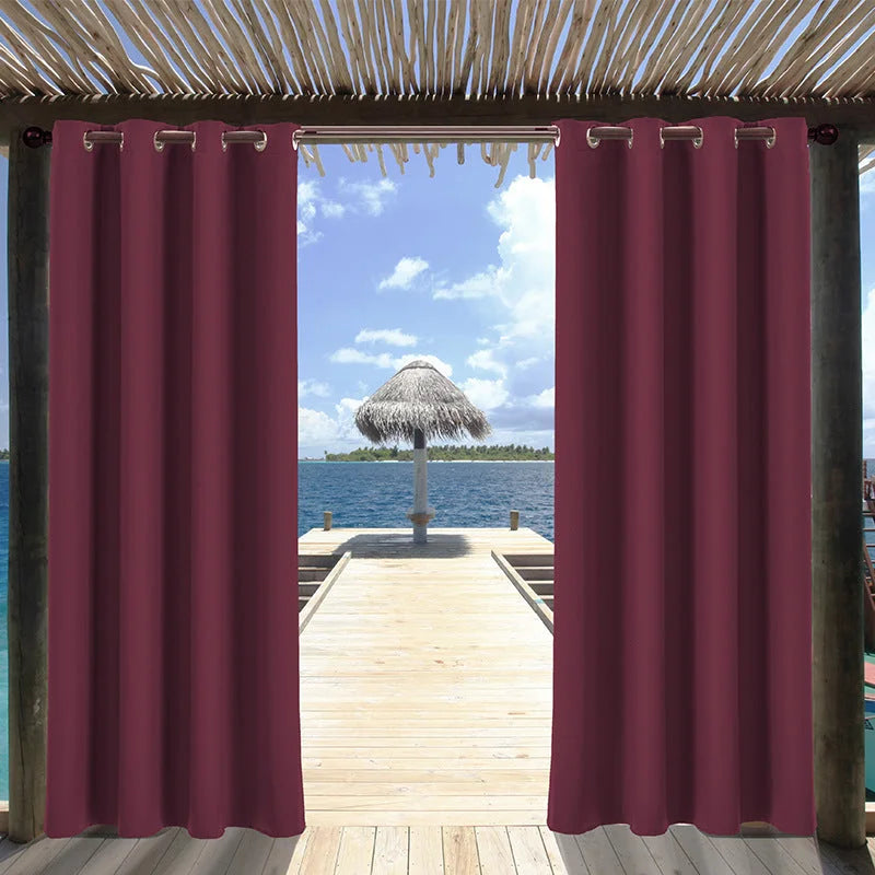Lofaris Sun Blocking Privacy Waterproof Grommet Top Outdoor Curtains for Front Porch