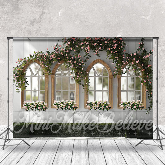 Lofaris White Tile Window Spring Floral Backdrop For Photo