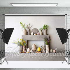 Lofaris White Wall Floral Spring Easter Backdrop For Photo