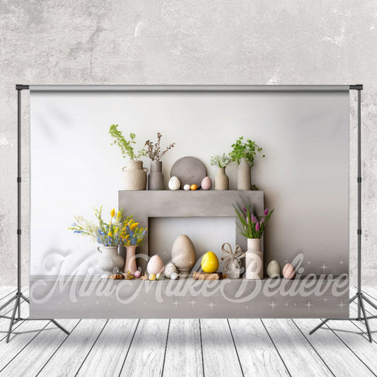 Lofaris White Wall Floral Spring Easter Backdrop For Photo
