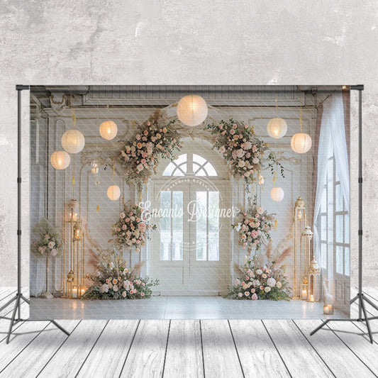 Lofaris White Window Door Lantern Flower Wedding Backdrop