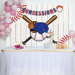 Lofaris White Wood Baseball Cap Hat Bat Birthday Backdrop