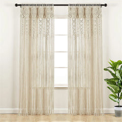 Lofaris White Woven Doorway Macrame Curtain String Decor
