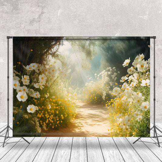 Lofaris White Yellow Wildflower Warm Sunshine Spring Backdrop