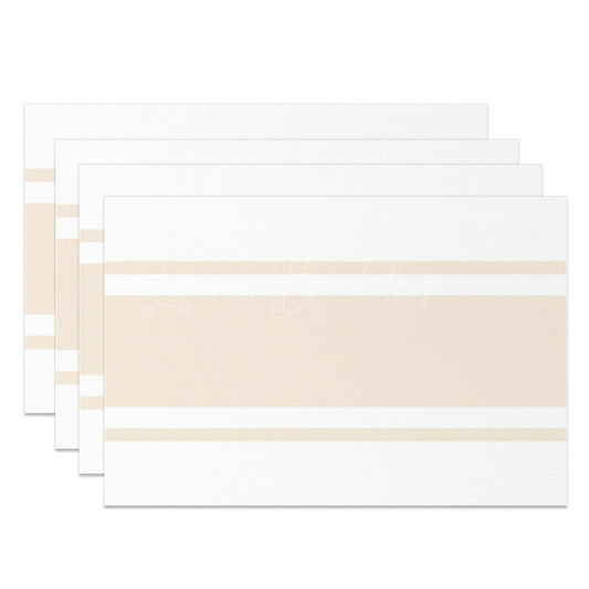 Lofaris Wide Apricot White Stripe Modern Set Of 4 Placemats