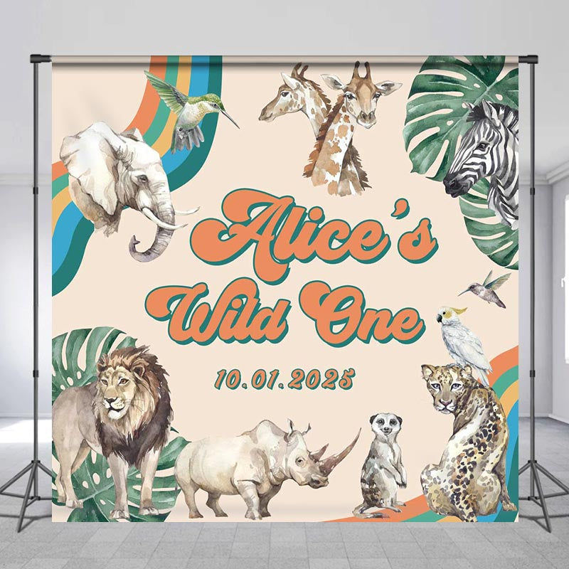 Lofaris Wild One Safari Custom Name 1st Birthday Backdrop