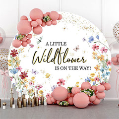 Lofaris Wildflower Is On The Way Round Baby Shower Backdrop