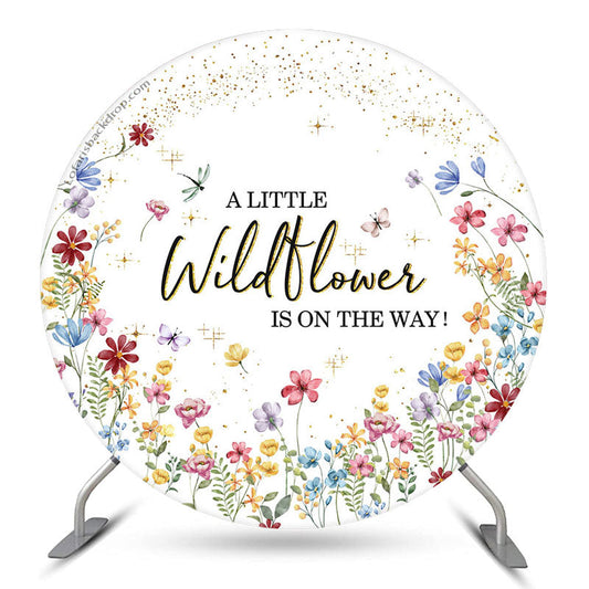 Lofaris Wildflower Is On The Way Round Baby Shower Backdrop