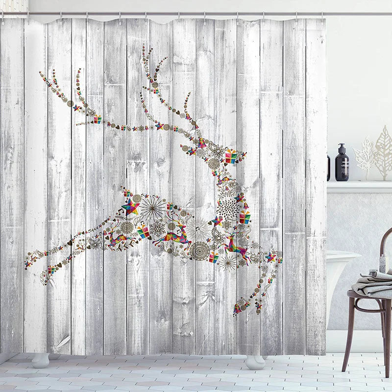 Lofaris Winden Texture Reindeer Christmas Shower Curtain