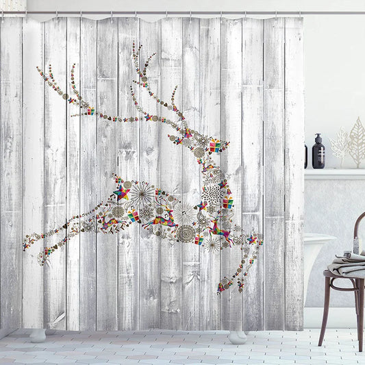 Lofaris Winden Texture Reindeer Christmas Shower Curtain