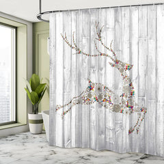 Lofaris Winden Texture Reindeer Christmas Shower Curtain