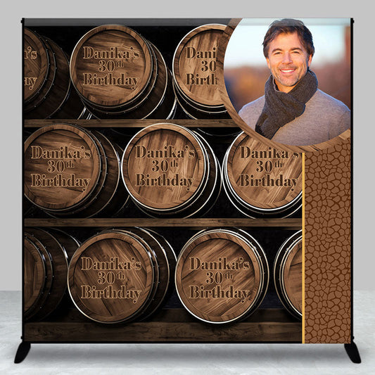 Lofaris Wine Cask Custom Photo Birthday Repeat Backdrop