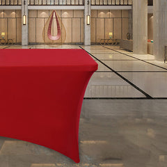 Lofaris Wine Red Fitted Spandex Rectangle Banquet Table Cover