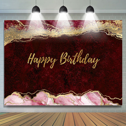 Lofaris Wine Red Gold Glitter Abstract Birthday Backdrop