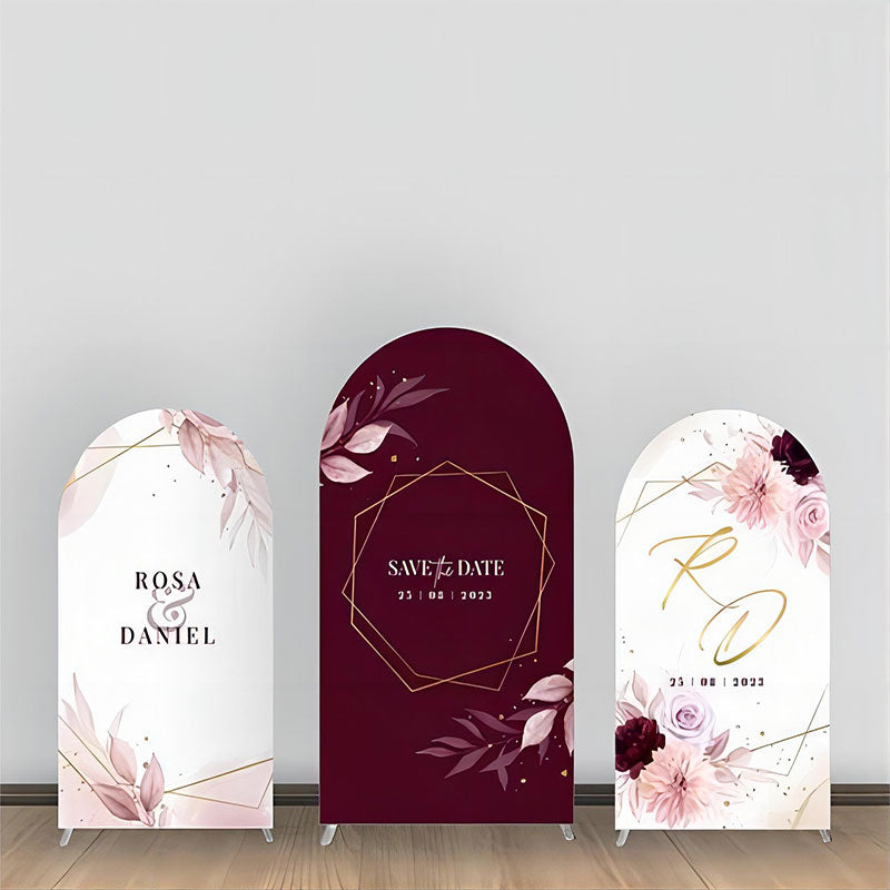 Lofaris Wine Red Leaf Pink Floral Wedding Arch Backdrop Kit