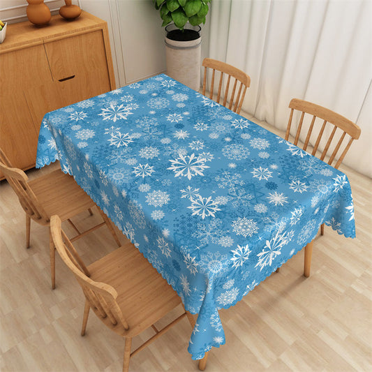 Lofaris Winter Holiday Snowflake Blue Christmas Tablecloth