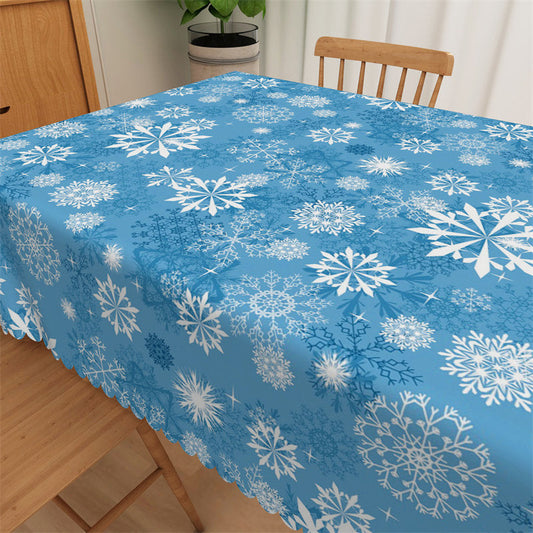Lofaris Winter Holiday Snowflake Blue Christmas Tablecloth