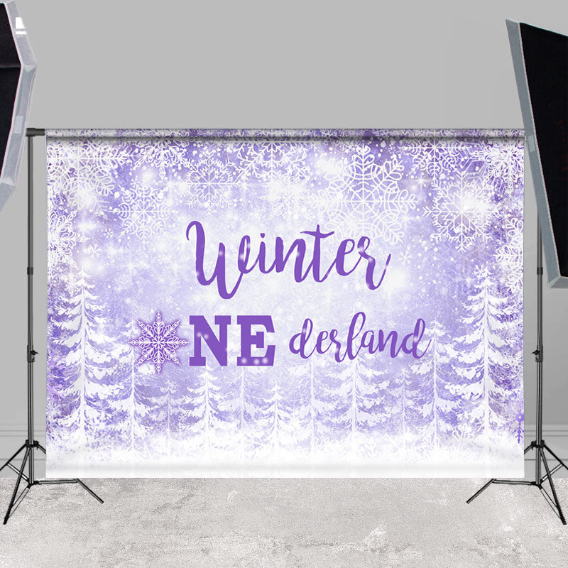 Lofaris Winter Onederland Purple Snowflake Birthday Backdrops