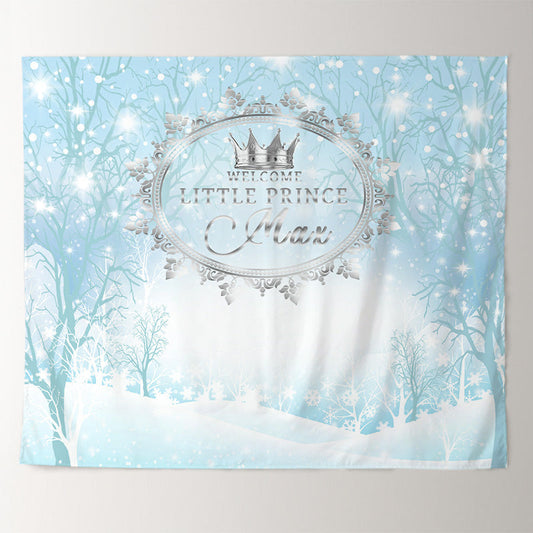 Lofaris Winter Prince Snowflakes Custom Baby Shower backdrop