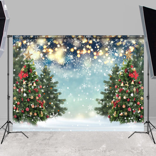 Lofaris Winter Snow Bokeh Glitter With Chrismas Tree Backdrop