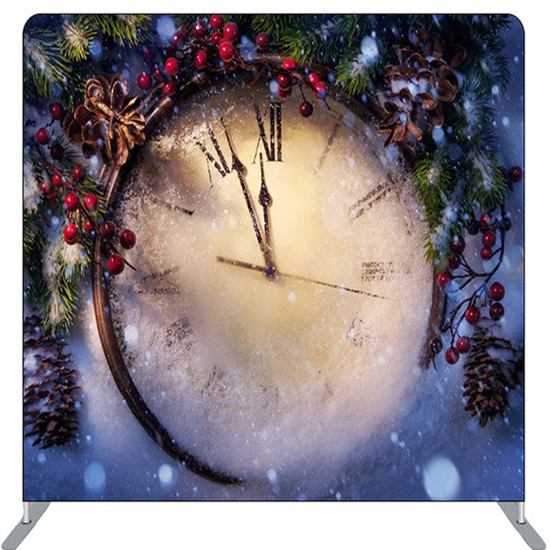 Lofaris Winter Snow Cedar Clock New Year Backdrop Cover