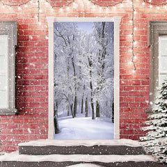 Lofaris Winter Snowfield Forest White Christmas Door Cover