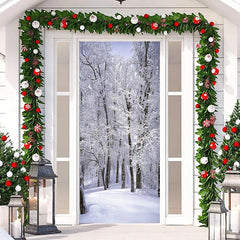 Lofaris Winter Snowfield Forest White Christmas Door Cover