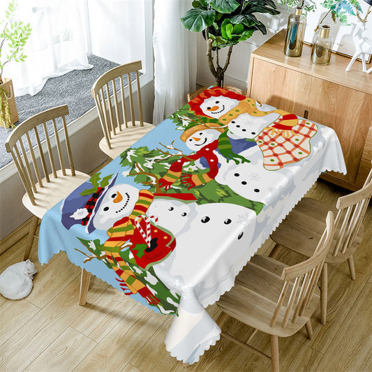 Lofaris Winter Snowman Pinaster Christmas Party Tablecloth