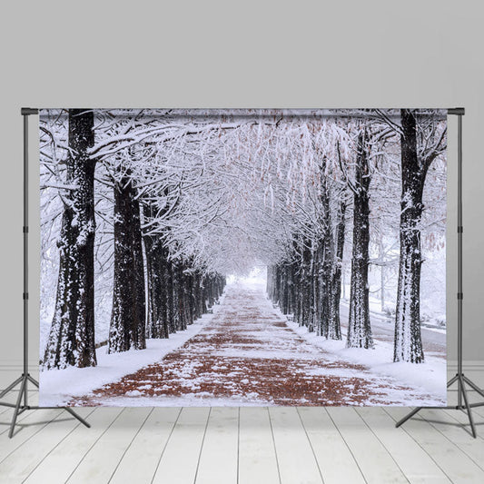 Lofaris Winter Sonw Forest Path Backdrop For Photo Shoot