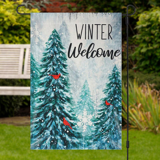 Lofaris Winter Welcome Snowy Forest Christmas Garden Flag