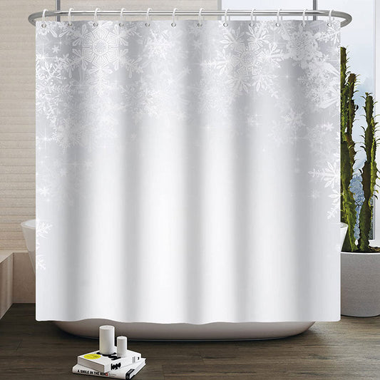 Lofaris Winter White Snowflake Christmas Shower Curtain